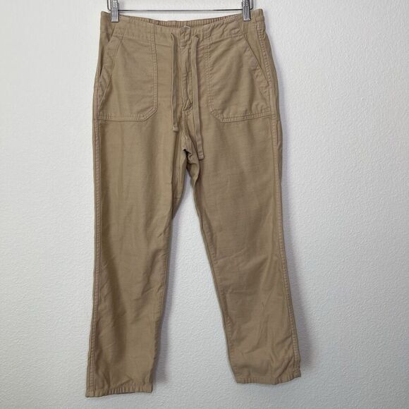 J. Crew Camp Pants Cotton Khaki Chino Utility Elastic Drawstring Medium Petite - Picture 1 of 12